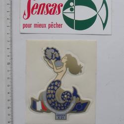 LOT 2 AUTOCOLLANT PECHE ancien: SENSAS "pour mieux p&ecirc;cher" + AMORCE X21 Champion du monde SIRENE