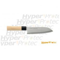 Couteau japonais en manche bois naturel Santoku - 16.5cm