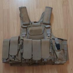 Gilet tactique modulaire avec systeme QR couleur Olive en tr&egrave;s bon &eacute;tat