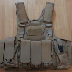 Lot gilet tactique Gilet tactique avec poches couleur Olive en tr&egrave;s bon &eacute;tat airsoft