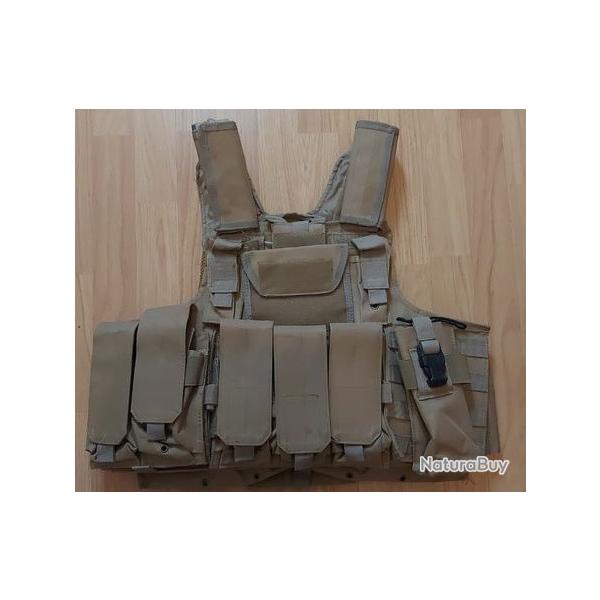 Lot gilet tactique Gilet tactique avec poches couleur Olive en tr�s bon �tat airsoft