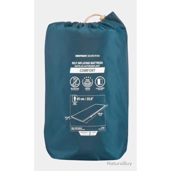 QUECHUA Matelas autogonflant de camping 1 personne, 190x65 cm, Comfort bleu