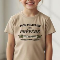 Tee-shirt Enfant "Mon Militaire Pr&eacute;f&eacute;r&eacute;" - Beige 4/6ans