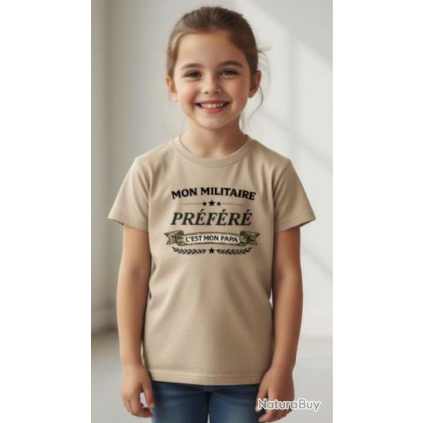 Tee-shirt Enfant "Mon Militaire Pr�f�r�" - Beige 8/10ans