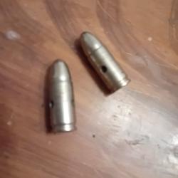 Munition INERTE Manipulation WWII Allemande 9 mm en laiton nickel&eacute;