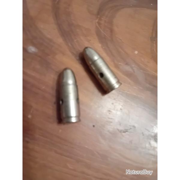 Munition INERTE Manipulation WWII Allemande 9 mm en laiton nickel�