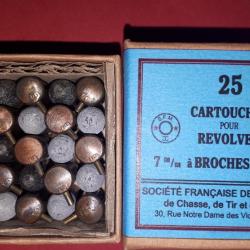 Lot de 25 cartouches 7MM Broche Gevelot avec boite carton reproduction --
