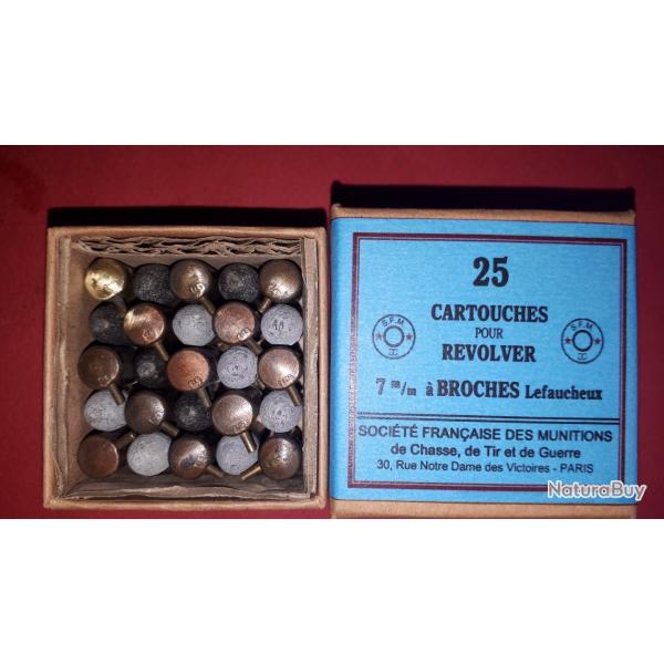 Lot de 25 cartouches 7MM Broche Gevelot avec boite carton reproduction --