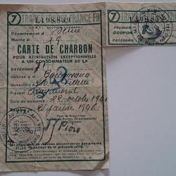 Lot Tickets et Cartes de  rationnement Charbon pain Et Denr&eacute;es Diverses   Apr&egrave;s Guerre