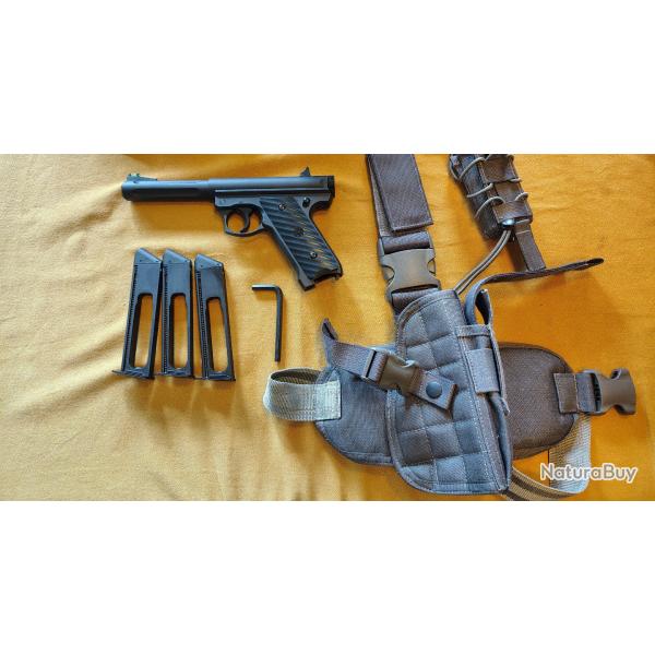 KJW MKII NBB (CO2 / Noir) + 2 chargeur suppl�mentaires + holster drop leg + fast mag pouch