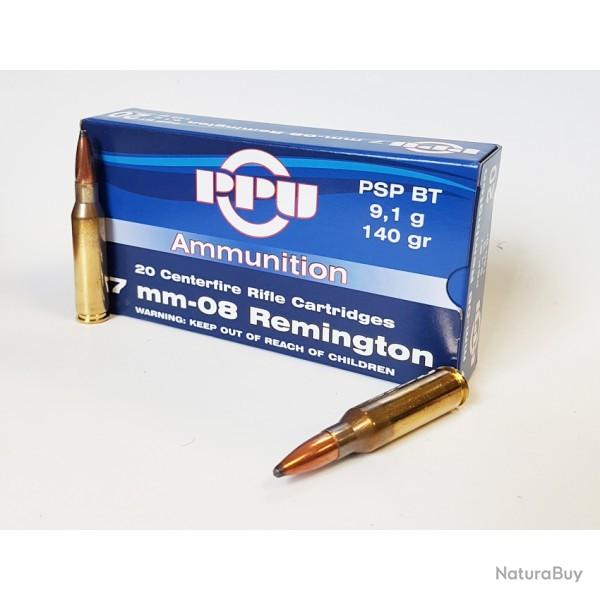 Lot de 200 munitions PPU 7-08 - 140-Grs PSP BT