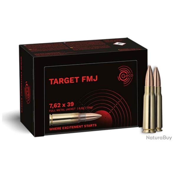 Cartouches GECO TARGET FMJ - Cal: 7,62X39 - 124 Grs - x50 Munitions