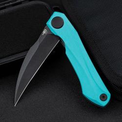 Couteau Bestech Ivy Lame Acier 14C28N Manche G10 Bleu Clair Liner Lock BTKG59F