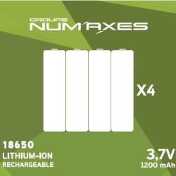 Num'axes boite de 4 piles rechargeables Li-ion 18650