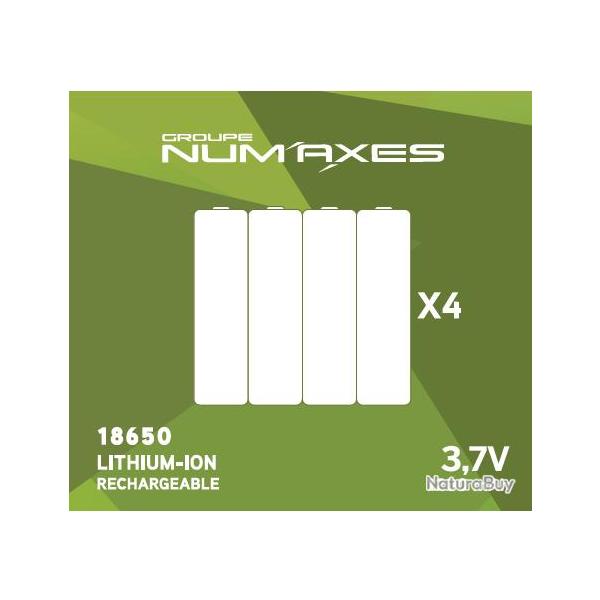 Num'axes boite de 4 piles rechargeables Li-ion 18650