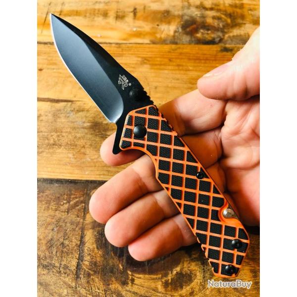 Couteau de poche pliant tactique multifonctions SANRENMU lame acier 8CR13MOV manche G10 liner lock