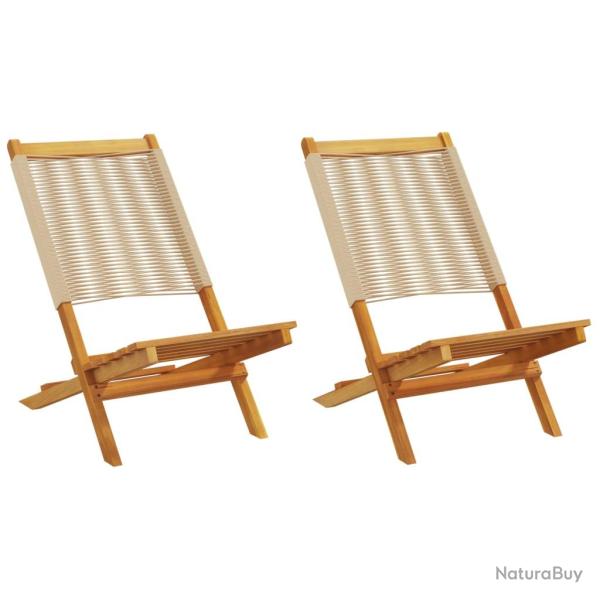 Chaises de lot de 2 beige bois d'acacia et polypropyl�ne