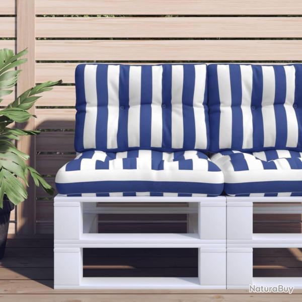 Coussins de palette lot de 2 rayures bleues/blanches tissu