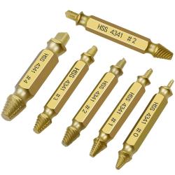 Coffret 6 Extracteurs de Vis Cass&eacute;es HSS 4341 - Retrait Vis, Boulons et &Eacute;crous Endommag&eacute;s