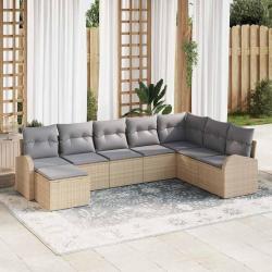 Ensemble de Canap&eacute;s 8 pcs Beige et gris clair polyrotin