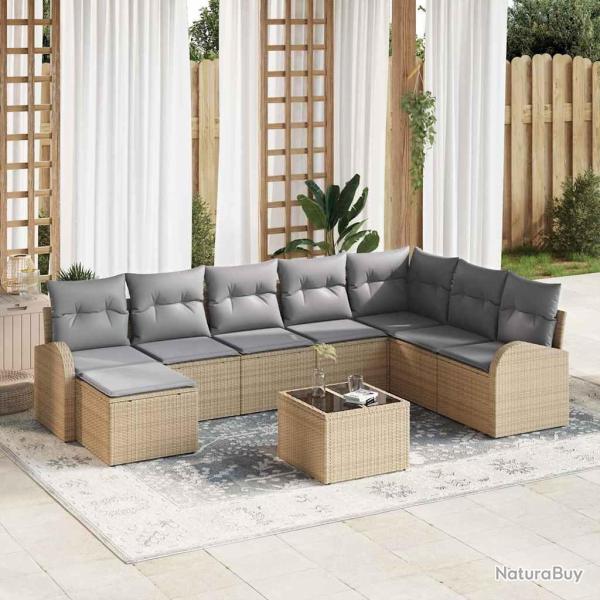 Ensemble de Canap�s 9 pcs Beige et gris clair polyrotin