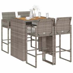 Ensemble de bar de 5 pcs sans coussins gris poly rotin