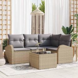Ensemble de canap&eacute; de 5 pcs Beige et gris clair