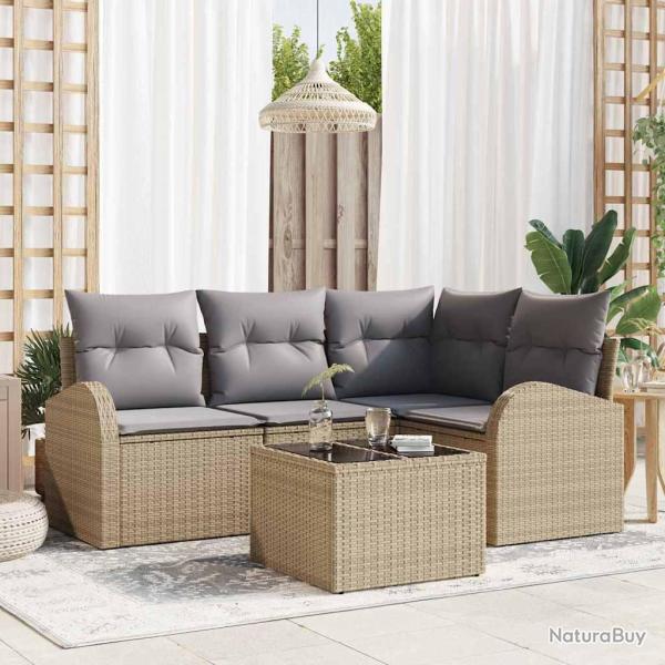 Ensemble de canap� de 5 pcs Beige et gris clair