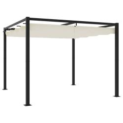 Tonnelle de avec toit r&eacute;tractable cr&egrave;me 3x3 m acier