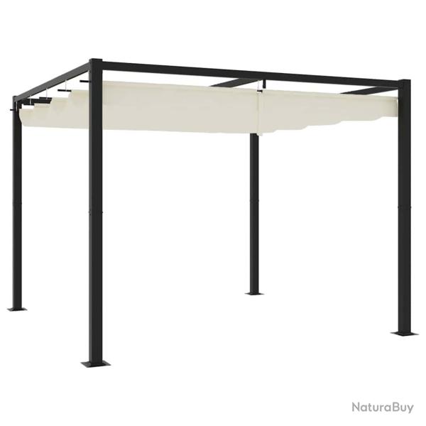 Tonnelle de avec toit r�tractable cr�me 3x3 m acier