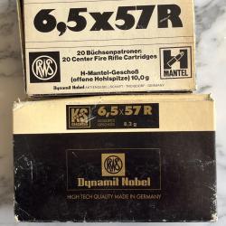 Deux. Bo&icirc;tes R W, S. 6.5x57 R