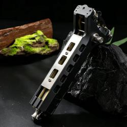 Lance-pierre m&eacute;tal &agrave; chargeur automatique billes 8 mm + &eacute;lastiques de rechange
