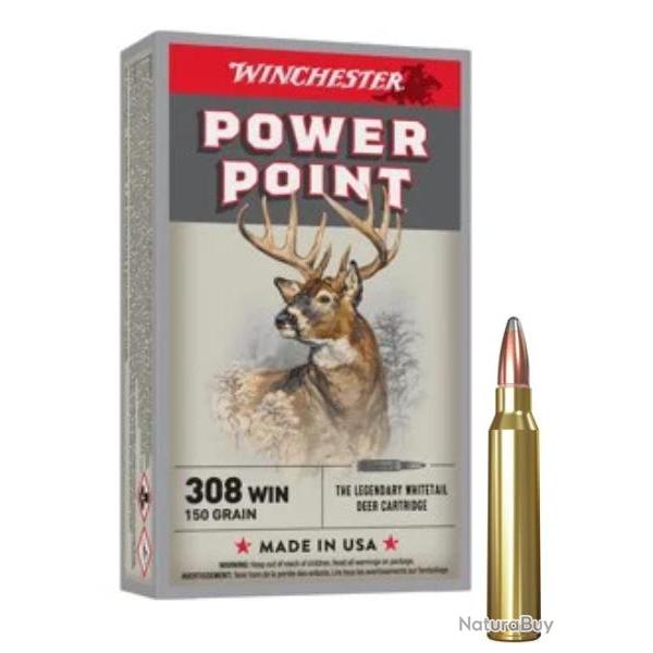 MUNITIONS WINCHESTER CALIBRE 308 WIN POWER POINT 150gr - 9.7g x20