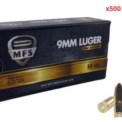Munitions MFS CALIBRE 9x19 FMJ 124gr - 8g x500 