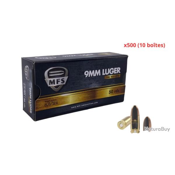 Munitions MFS CALIBRE 9x19 FMJ 124gr - 8g x500 