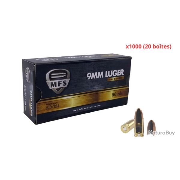 Munitions MFS CALIBRE 9x19 FMJ 124gr - 8g x1000 