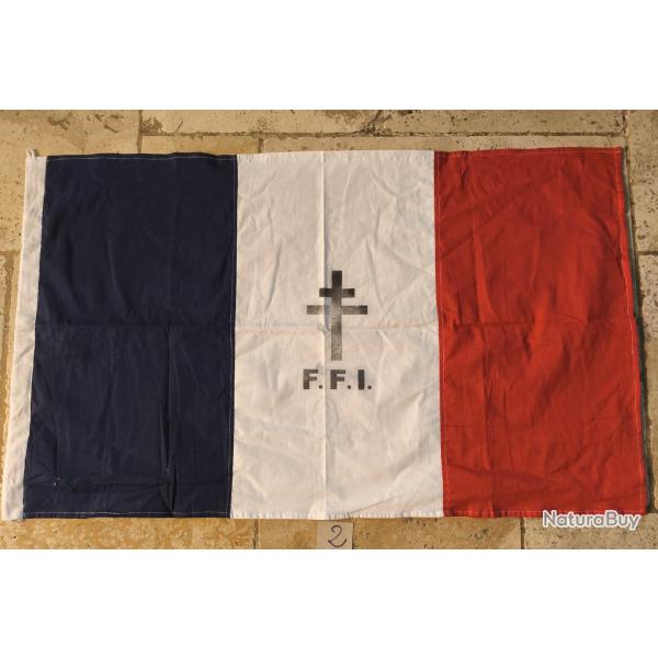 Drapeau fran�ais FFI 97 x 58 cm repro ww2 coton r2