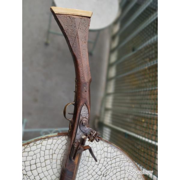 FUSIL ALGERIEN MILITAIRE MOUKHALA PLATINE SILEX GRAVE EUROPEENNE 19TH