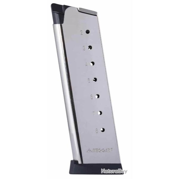 Chargeur MEC-GAR 1911 Full Size .45 ACP avec Talon couleur nickel