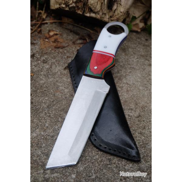 Couteau Karambit Tactical Urbain Lame Tanto Acier Carbone 1055 Satin Manche ABS Etui Fab Artisanale