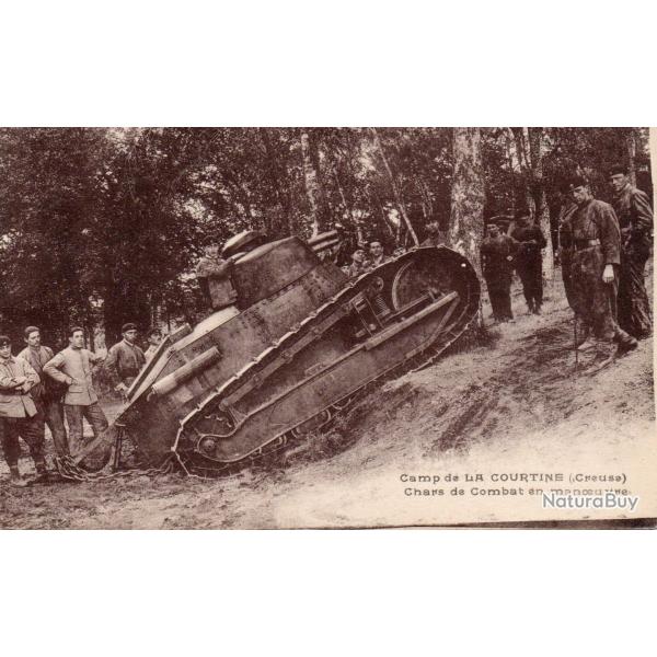 Carte Postale Ancienne - Camp de La Courtine (Creuse) Chars de Combat en.-N�8370