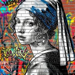 Cadre sur toile Vermeer Street art / (80x60 cm)