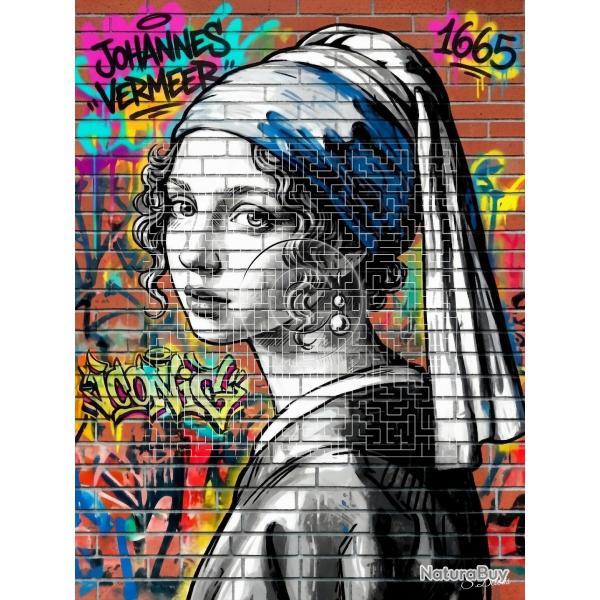 Cadre sur toile Vermeer Street art / (80x60 cm)