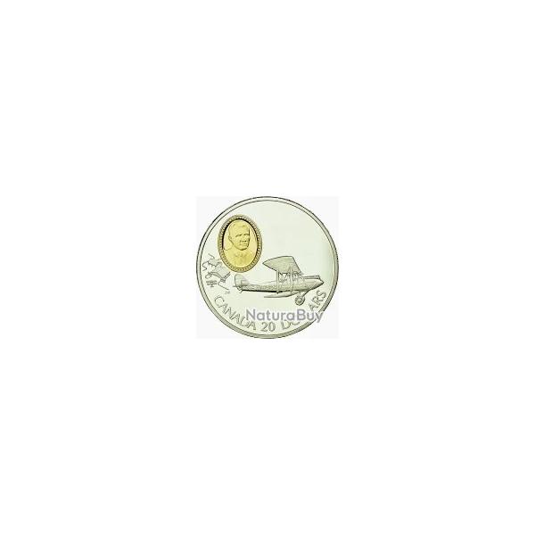 ELISABETHII D.G REGINA 1992 CANADA 20 DOLLARS AVIATION -    Argent 925� ( Cam�e or 24 K )
