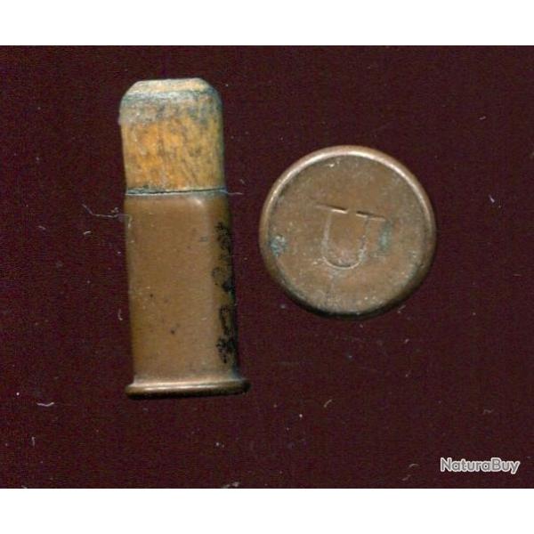 .38 Rim Fire USA � grenaille - �tui cuivre 19.8 mm - balle bois creuse � grenaille - marquage : U