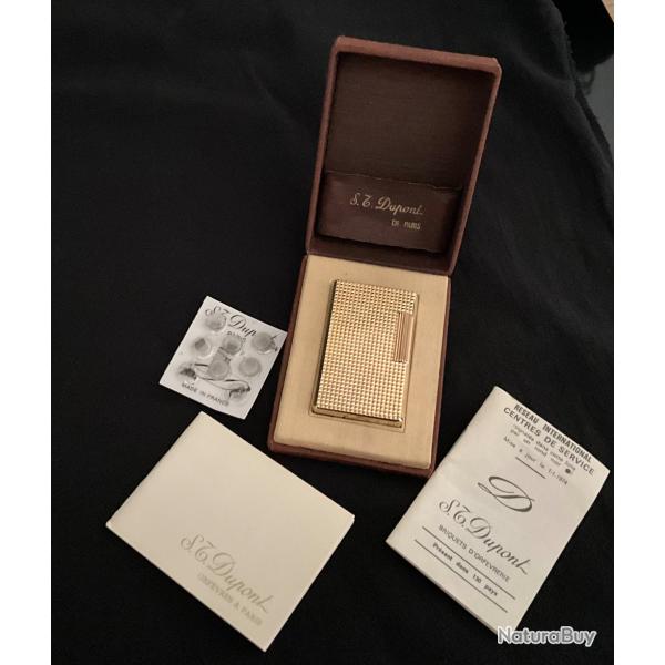 Briquet St Dupont ligne 1 pointe de diamant plaqu� or 20 microns