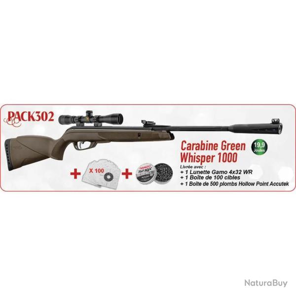 Soldes ! Pack No�l carabine Green Whisper 1000 Gamo