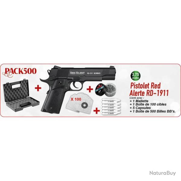 Soldes ! Pack No�l pistolet Red Alert RD-1911 Gamo