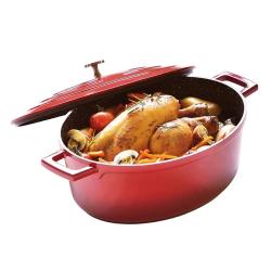 Soldes ! Cocotte en fonte aluminium ovale rouge 32 cm