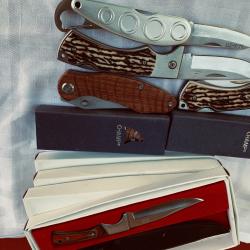 Lot de 23 couteaux Neufs pliants et fixes.
